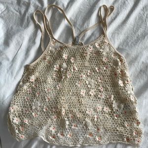 Urban Outfitters xs beige w flowers knit tank